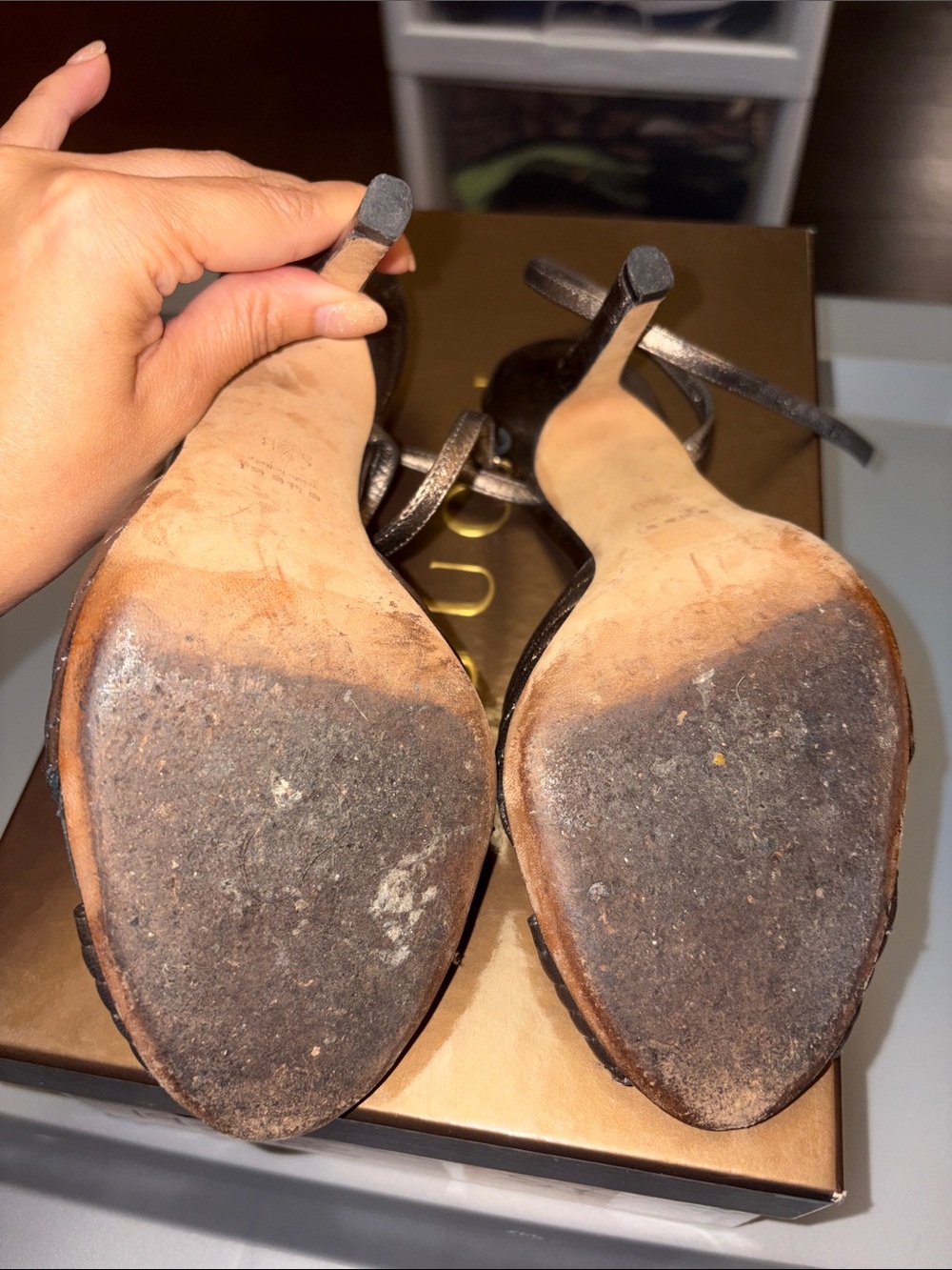 In Box Gucci Sand Pelle Cuoio Sasso Heels size 5.5 - Picture 6 of 6